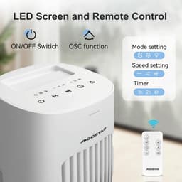 Torenventilator - Ventilator zonder bladen - Verkoeling in huis - Met afstandsbediening - 50 Watt - Wit — thumbnail 4