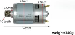 Grasmaaier Motor - Elektrische Motor - Gazononderhoud - 10 Tanden Versnelling - 10 cm - Zwart — thumbnail 5