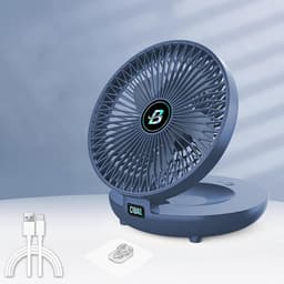 Ventilator Kamer - Luchtstroom Verhoger - Koelte Creëren - 90 Graden Verstelbaar - 1200 mAh Batterij - Blauw — thumbnail 3