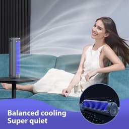 Luchtkoeler - Draagbare airconditioner - Persoonlijke Koeler - 3 in 1 mini Mobiele airco - Stille draagbare airconditioner met 3 snelheden - Bladloze verticale luchtcirculatie - Voor slaapkamer keuken en kantoor - Ruimtegrijsr — thumbnail 5