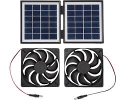 Zonne Afvoerventilator - Ventilator op Zonne-energie - Luchtcirculatie Buiten - Automatische Regendetectie - 28 cm Breed - Zwart