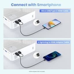 SnelShoppen - Mini Beamer 9500 Lumen, Multimedia Thuisbioscoop Beamer met Bluetooth 5.1, Native 1080p, 100 Inch Scherm, HDMI, USB, AV, Smartphone, Pad — thumbnail 4