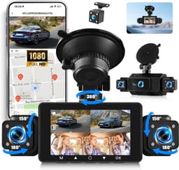 SnelShoppen - 4-kanaals spiegel dashcam 1080p resolutie met 3 inch scherm, G-sensor, bewegingsdetectie, nachtzicht met 8 IR-leds, loop-opname en wifi- — thumbnail 1
