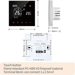 Slimme Thermostaat - Verwarming Regelunit - Comfort Thuis - App Bediening - 86 x 86 mm - Zwart — thumbnail 4