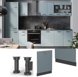 Vaatwasserfrontpaneel - Paneel vaatwasser - Keuken Integratie - Naadloze Inbouw - 60 cm - Blauw-grijs — thumbnail 3