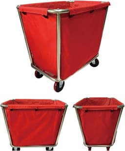 Commerciële Wasserij Kar - Waskar met Wielen - Linnen Opslag - Roestvrij Stalen Frame - 400 Liter - Rood — thumbnail 3