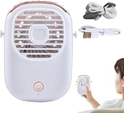 Draagbare Nekventilator - Oplaadbare Mini Fan - Reizen en Buiten - Stille Luchtstroom Modi - 4x9.5x4 cm - Wit — thumbnail 1