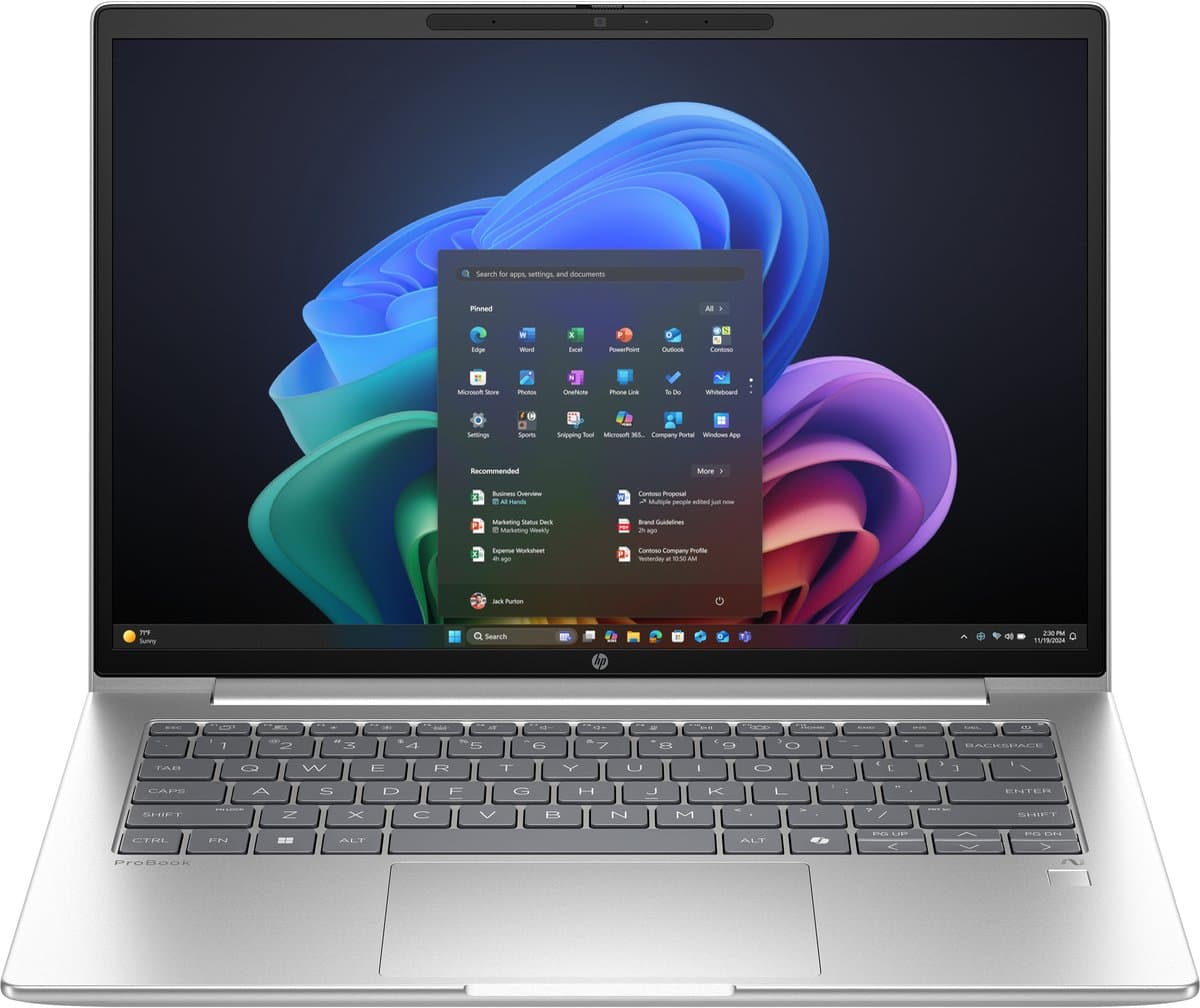 HP ProBook 4 G1q Next Gen AI PC Copilot+ PC Snapdragon X1-26-100 Laptop 35,6 cm (14") WUXGA 32 GB LPDDR5x-SDRAM 512 GB SSD Wi-Fi 7 (802.11be) Windows 11 Pro Zilver — afbeelding 1