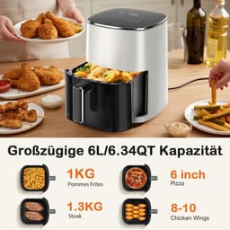 Sweetcrispy Airfryer heteluchtfriteuse, 6 liter, met kijkvenster, 12-in-1 functies en touchscreen, gezond vetvrij - ShopVlot — thumbnail 5