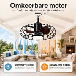 MUPOO Plafondventilator met Lamp Buiten 3 Bladens- IP65 Waterdicht plafondventilator met verlichting Ø50 cm-plafondventilator zwart met 5M Stekker- App&Afstandsbediening- 6 Snelheden-Dimbaar LED-voor Overdekt Terras, Tuinpaviljoen,Veranda en Pergola — thumbnail 4