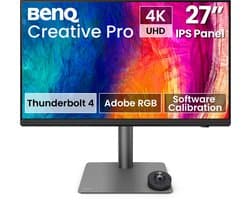 BenQ Creative Pro PD2732U 27 inch 4K monitor - 90W Thunderbolt 4 - 99% P3 - 99% Adobe RGB - Daisychain - KVM - Hotkey Puck G3 - Ergonomisch - M-book mode - Kleuruniformiteit voor ontwerpers, fotografen en creatieve professionals