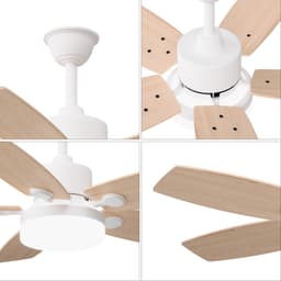 Plafondventilator met lamp - Diameter 106.6 cm - 6 Snelheden - LED Dimmbaar 3 kleuren - 5 Bladen - Modern - Licht Eiken — thumbnail 4