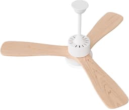 Plafondventilator met lamp - Diameter 106.6 cm - LED dimbaar & 6 snelheden - Massief houten bladen - Modern - Natuurlijk hout en Wit — thumbnail 5