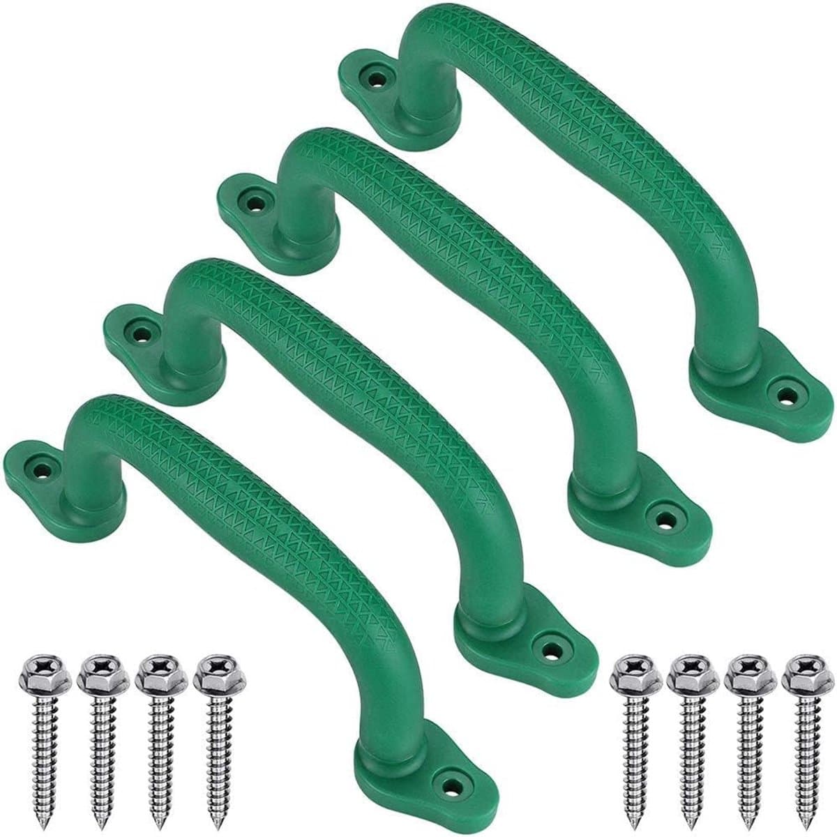 4 stuks Handgreep, 18 cm, robuuste veiligheidsgreep voor buiten/binnen, schommelklimframe, speelhuis, apenstangen en boomhuisaccessoires, groen — afbeelding 1