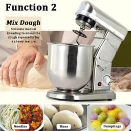 Keukenmixer - Deegmixer Staande Mixer - Bakken en Koken - 3 Accessoires en Kantelbare Kop - 5L of 7L - Zilver — thumbnail 3