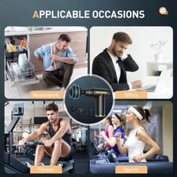 SnelShoppen - Elektrisch Massagepistool, Oplaadbaar Spiermassageapparaat met 4 Massagekoppen, 6 Snelheden voor Ontspanning, Herstel en Pijnverlichting — thumbnail 2