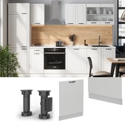 Vaatwasserfrontpaneel - Paneel vaatwasser Keukenfront - Keuken Integratie - Volledig Geïntegreerd - 60 cm - Wit Landhuis — thumbnail 3