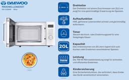 Magnetron - Oven Verwarming - Snel Eten Bereiden - 8 Automatische Programma's - 20 liter - Wit — thumbnail 4