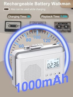 Cassettespeler Recorder - Tape naar MP3 - Muziek Digitaliseren - Ingebouwde Microfoon - 1000mAh Batterij - Zwart — thumbnail 4