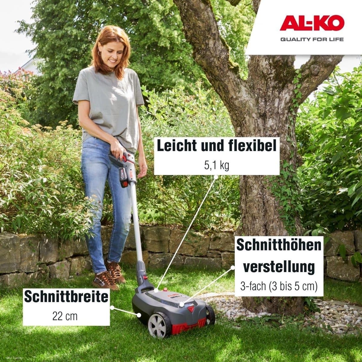 Accu Mulchmaaier - Compacte Grasmaaier - Gazon Onderhoud - Mulchfunctie - 22 cm Maaibreedte - Grijs — afbeelding 1