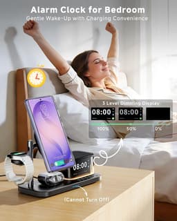 Qi2.2 25W 6-in-1 magnetisch laadstation geschikt voor Samsung, wekker | nachtlampje, Bluetooth-luidspreker, snelle draadloze oplader met MagSafe-standaard voor Z Fold 8 Ultra/Fold8 Wide/S26 Ultra/Watch Ultra2 — thumbnail 3