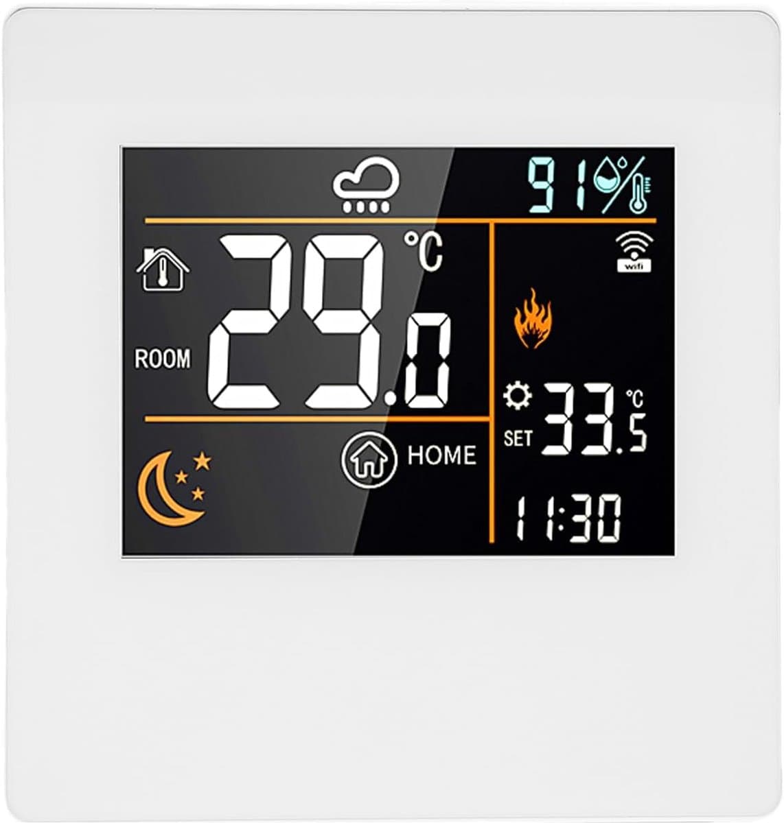 Slimme WiFi Thermostaat - Programmeerbare Regelaar - Energie Besparen - App & Spraak Bediening - 86x86mm - Wit — afbeelding 1