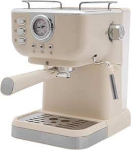 Espressomachine Met Stoom melkschuimer - 20 Bar Pomp drukmeter 1,5L Waterreservoir Lekbak - Voor Cappuccino Latte Macchiato En Meer - Beige Wit — thumbnail 2