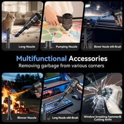 Draadloze Handstofzuiger en Blazer - Zwart - 15000PA Zuigkracht - 5-in-1 Multifunctionele Tool - Voor Auto en Huis — thumbnail 4