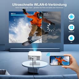 Draagbare Projector - Wit - Ondersteunt 4K Resolutie - Android 14.0 - Voor Thuis en Buiten — thumbnail 4
