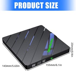 Externe CD/DVD Brander - Optische Drive Lezer Brander - Software Installeren - Geïntegreerde Cardreader Hub - 15.5 cm - Zwart — thumbnail 5