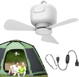 Plafondventilator Tent - Hangende Ventilator - Buiten Kamperen - 3 Snelheden - 3 Meter Kabel - Wit — thumbnail 1