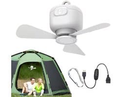 Plafondventilator Tent - Hangende Ventilator - Buiten Kamperen - 3 Snelheden - 3 Meter Kabel - Wit