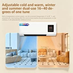 Draagbare ventilator - Wandmodel koeler - Comfort in huis - Energiezuinig model - 59 cm hoog - Wit — thumbnail 1