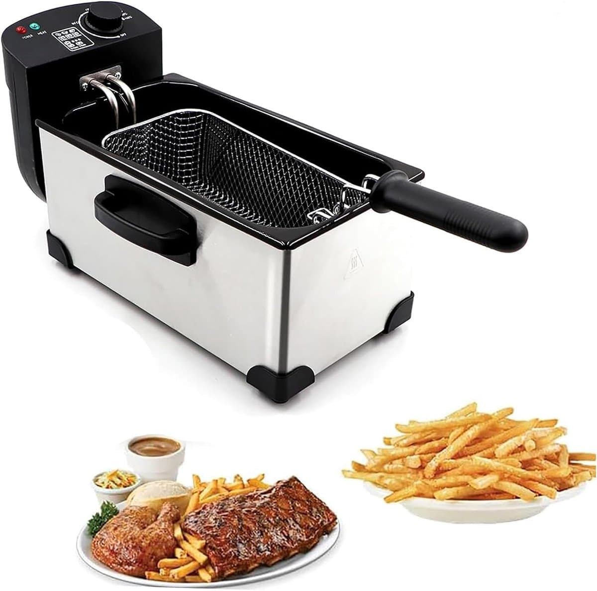 Elektrische Oliefriteuse - Friteuse met Mand - Thuis Frituren - Roestvrijstalen Mand - 35 Liter - Zilver — afbeelding 1