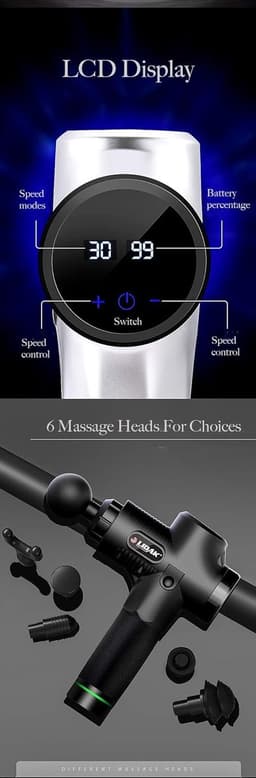 SnelShoppen - Massage Gun, Diepe Weefsel Massager, Mini Massage Gun met 6 Massagekoppen, 30 Snelheden, Stille Spierontspanner voor Thuis en Sport — thumbnail 1