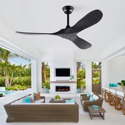 Re-purelife® Koel Zomer Collectie Plafondventilator 52 Inch Zwart - 3 Massief Houten Bladen - Zonder Verlichting - Met Afstandsbediening - 6 Snelheden en Omkeerbare Motor - 132×132×26,5 cm - winter- en zomerinstellingen — thumbnail 3