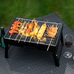 Portable Houtskool Barbecue - Grilloppervlak (LxB) 43 x 27 cm - Inklapbaar - Zwart — thumbnail 4
