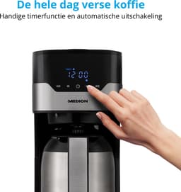 MEDION koffiezetapparaat met thermoskan en timer (filterapparaat, 8 kopjes, 1,2 liter, 900 watt, 3 standen, warmhoudfunctie, timer, anti-druppel, display, MD18458) roestvrij staal — thumbnail 5