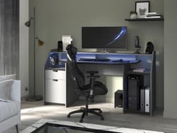 Parisot Game bureau MOBA - Met opbergruimte - Antraciet - Ledverlichting L 180 cm x H 92 cm x D 67 cm — thumbnail 2