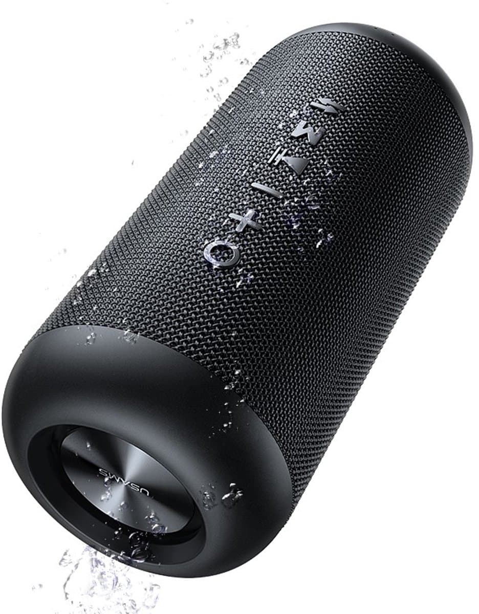 USAMS Waterdichte Draagbare Draadloze Speaker - 1800mAh - Zwart — afbeelding 1