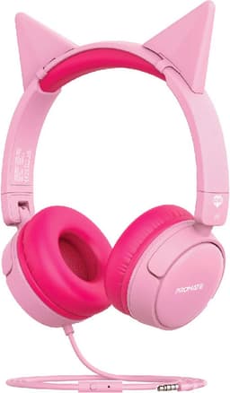 ProMate® Bedrade Kinderhoofdtelefoon, Premium Afneembare Kattenoor Kinderheadset met Microfoon, 85dB tot 95dB Geluidsregeling, AUX Deelpoort en Zachte Kussens, voor Smartphones, Laptops, Mp3-speler, Jewel BubbleGum — thumbnail 1