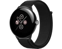 Strap-it Nylon smartwatch bandje met klittenbandsluiting - geschikt voor de grotere Google Pixel Watch 3 - 45mm (zwart)