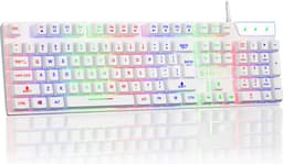 DINTO® Gaming Toetsenbord - Gaming keyboard - Led RGB - QWERTY - Wit — thumbnail 1