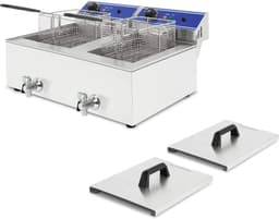 Professionele Elektrische Friteuse 2x 10L - Koude Zone, 6000W, Roestvrij Staal, Temperatuur 50-200°C, Gemakkelijk Schoon te Maken — thumbnail 3