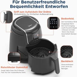 4L XL Heteluchtfriteuse met LED-Touchscreen en 8 Kookfuncties — thumbnail 12