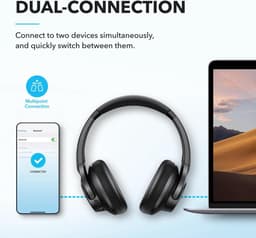 soundcore van Anker Q20i-hoofdtelefoon met hybride actieve ruisonderdrukking, bluetoothoordoppen, speelduur van 40 u, Hi-Res Audio, veel bas, appinstellingen, transparantiemodus, ideaal voor op reis — thumbnail 4