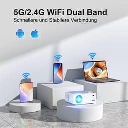 Draagbare beamer 15.000 Lux 5G WiFi Native 1080P video thuisbioscoop projector - smartphone PC Xbox PS5 laptop tv-stick Beamer — thumbnail 3