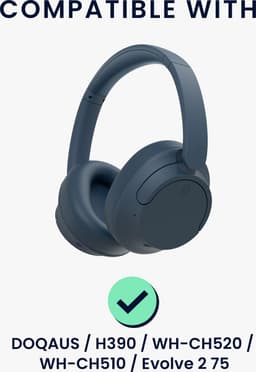 kwmobile headset hoes geschikt voor DOQAUS / H390 / WH-CH520 / WH-CH510 / Evolve 2 75 case - 23 x 21 cm - Neopreen koptelefoon cover - Hoofdtelefoon hoesje met vakjes in grijs — thumbnail 3