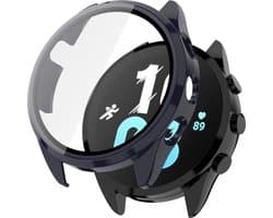 Watch case screenprotector - hoesje - gehard glas - geschikt voor Garmin Forerunner 165 - donkerblauw