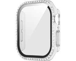Watch case screenprotector - hoesje - gehard glas - geschikt voor Apple Series 10 & 11 met case size 46 mm - transparant met glitters